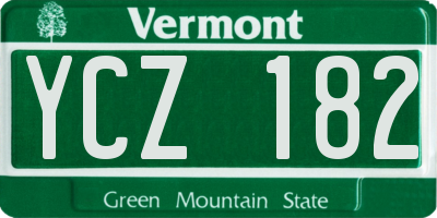 VT license plate YCZ182