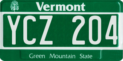 VT license plate YCZ204