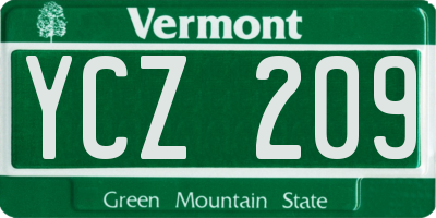 VT license plate YCZ209