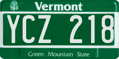 VT license plate YCZ218