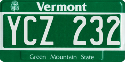 VT license plate YCZ232