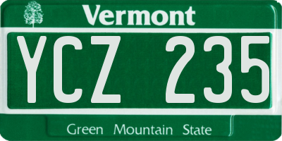VT license plate YCZ235