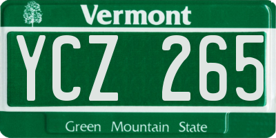 VT license plate YCZ265