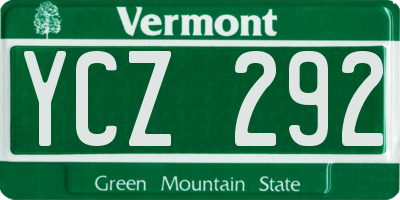 VT license plate YCZ292
