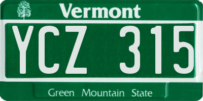 VT license plate YCZ315