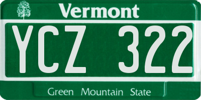 VT license plate YCZ322