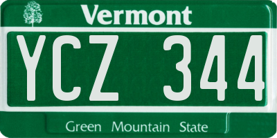 VT license plate YCZ344