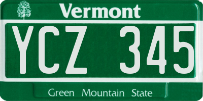 VT license plate YCZ345