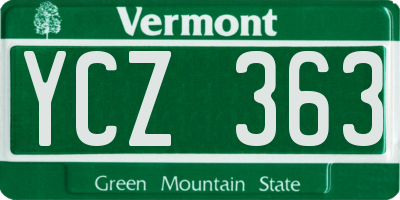 VT license plate YCZ363
