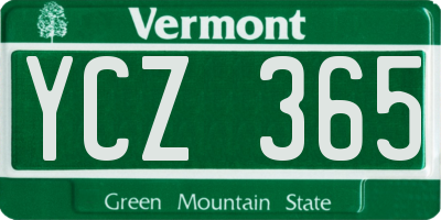 VT license plate YCZ365