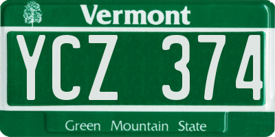 VT license plate YCZ374