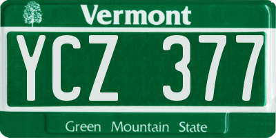 VT license plate YCZ377