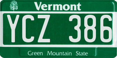 VT license plate YCZ386