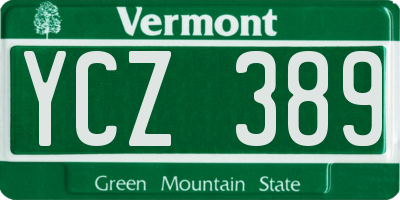 VT license plate YCZ389