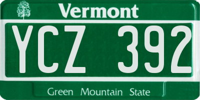 VT license plate YCZ392