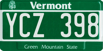 VT license plate YCZ398