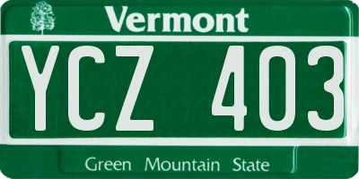 VT license plate YCZ403