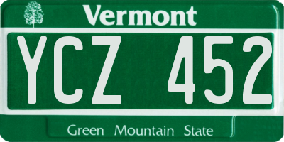 VT license plate YCZ452