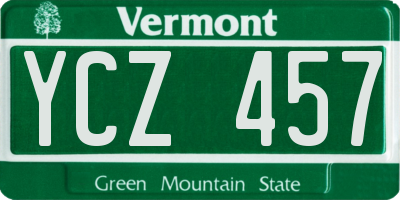 VT license plate YCZ457