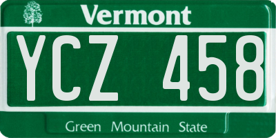 VT license plate YCZ458