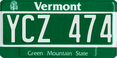VT license plate YCZ474