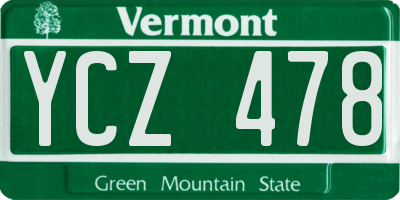 VT license plate YCZ478