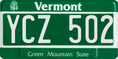 VT license plate YCZ502