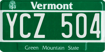 VT license plate YCZ504