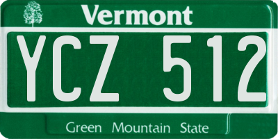 VT license plate YCZ512