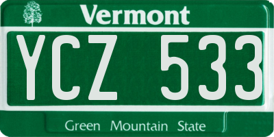 VT license plate YCZ533