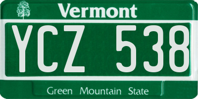 VT license plate YCZ538