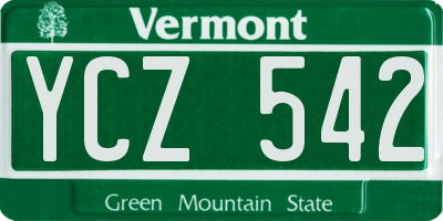 VT license plate YCZ542
