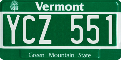VT license plate YCZ551