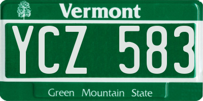 VT license plate YCZ583
