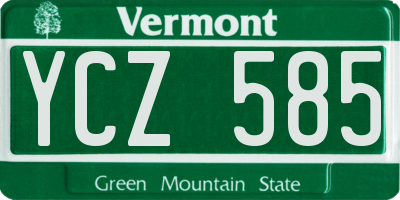 VT license plate YCZ585