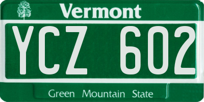 VT license plate YCZ602