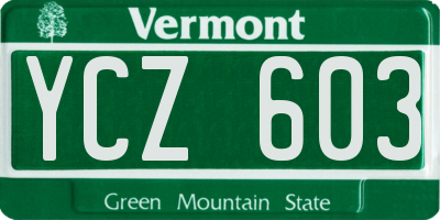 VT license plate YCZ603