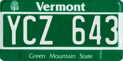 VT license plate YCZ643