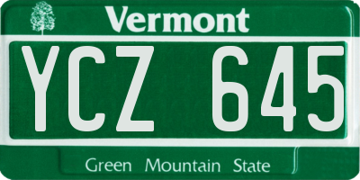VT license plate YCZ645