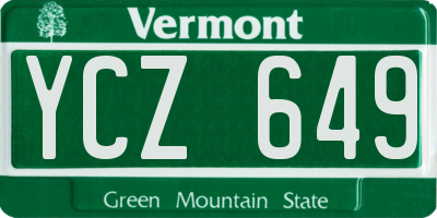 VT license plate YCZ649