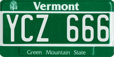 VT license plate YCZ666