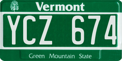 VT license plate YCZ674