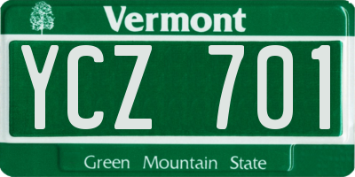 VT license plate YCZ701