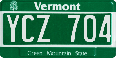 VT license plate YCZ704