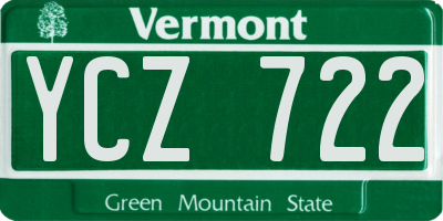 VT license plate YCZ722