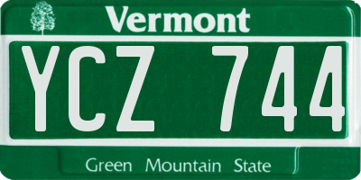 VT license plate YCZ744