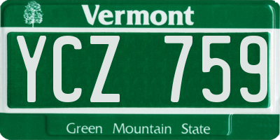 VT license plate YCZ759