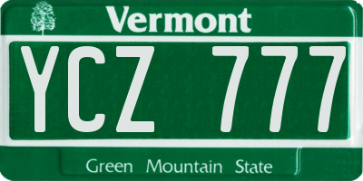 VT license plate YCZ777