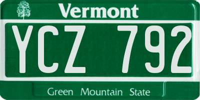 VT license plate YCZ792