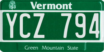 VT license plate YCZ794